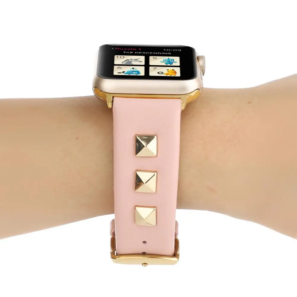 Golden rivet leather strap For apple watch band 42/38mm apple watch 4 44mm 40mm correa replace bracelet For iwatch series 3/2/1
Golden rivet leather strap For apple watch band 42/38mm apple watch 4 44mm 40mm correa replace bracelet For iwatch series 3/2/1