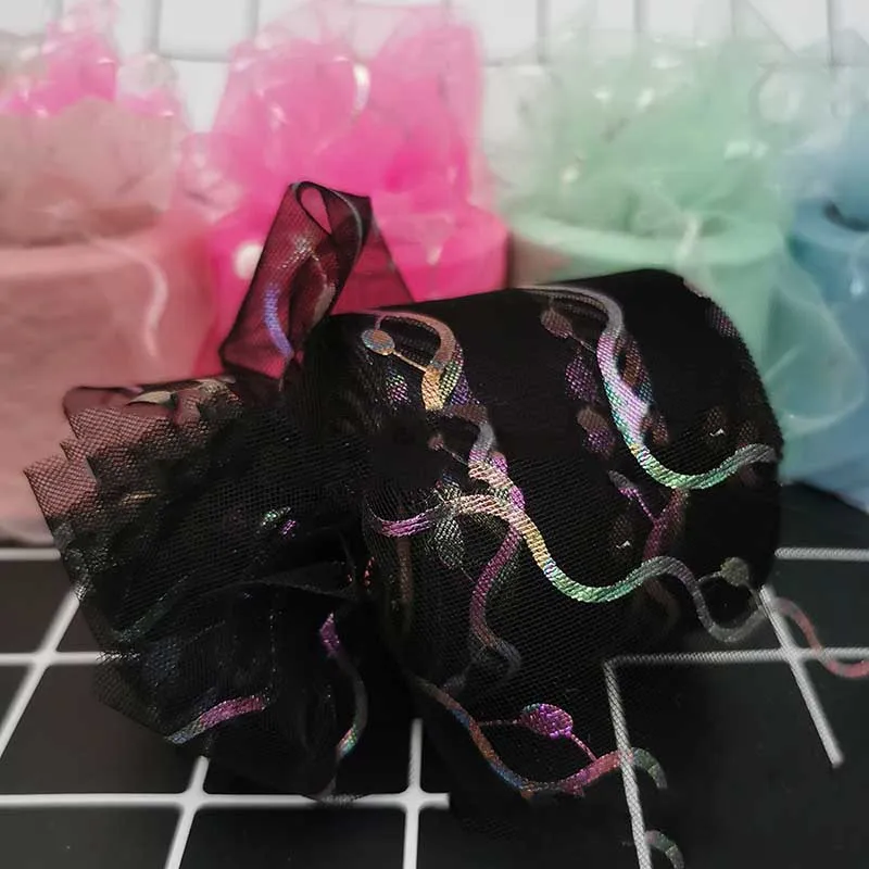 25 yards 60mm bronzing Symphony wave Printed Yarn Organza Ribbons DIY Craft Hair Wear Clothes Dress Sewing Accessories
25 yards 60mm bronzing Symphony wave Printed Yarn Organza Ribbons DIY Craft Hair Wear Clothes Dress Sewing Accessories