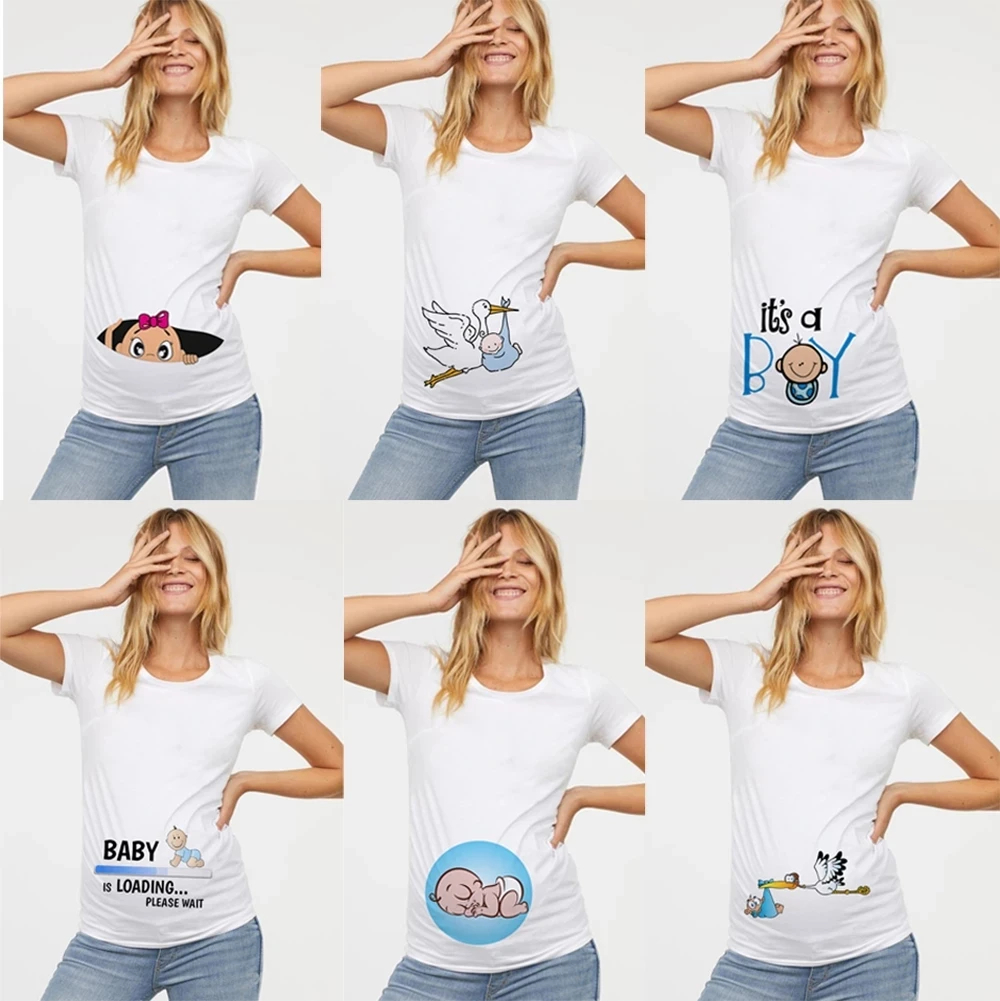 Women Maternity Clothing Pregnant T Shirt Funny Top Cute Baby Print O-Neck Short Sleeve Pregnant Tops Pregnancy Shirt
Women Maternity Clothing Pregnant T Shirt Funny Top Cute Baby Print O-Neck Short Sleeve Pregnant Tops Pregnancy Shirt