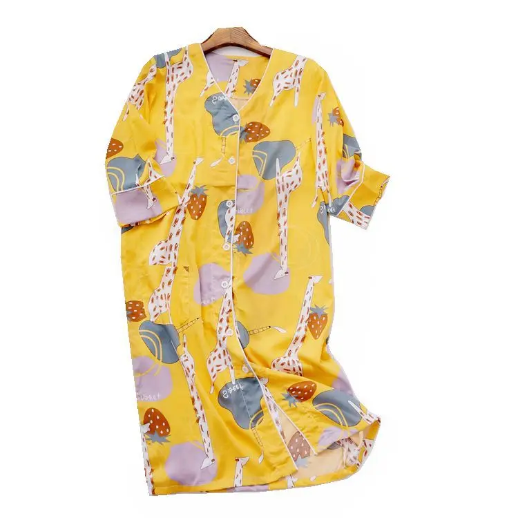 Women's Thin Sleeping Dress Short Printing Night Gown V-Neck Long Nightgown Summer Bra-Free Sleepshirts Viscose Sexy Nightwear
Women's Thin Sleeping Dress Short Printing Night Gown V-Neck Long Nightgown Summer Bra-Free Sleepshirts Viscose Sexy Nightwear