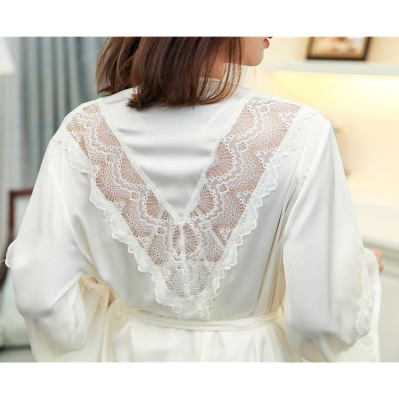 Sexy Women Robe Set Nighty Bathrobe Nightwear Lace V-neck Nightdress Sleepwear Sleep Set Casual Soft Home Dressing Gown
Sexy Women Robe Set Nighty Bathrobe Nightwear Lace V-neck Nightdress Sleepwear Sleep Set Casual Soft Home Dressing Gown
