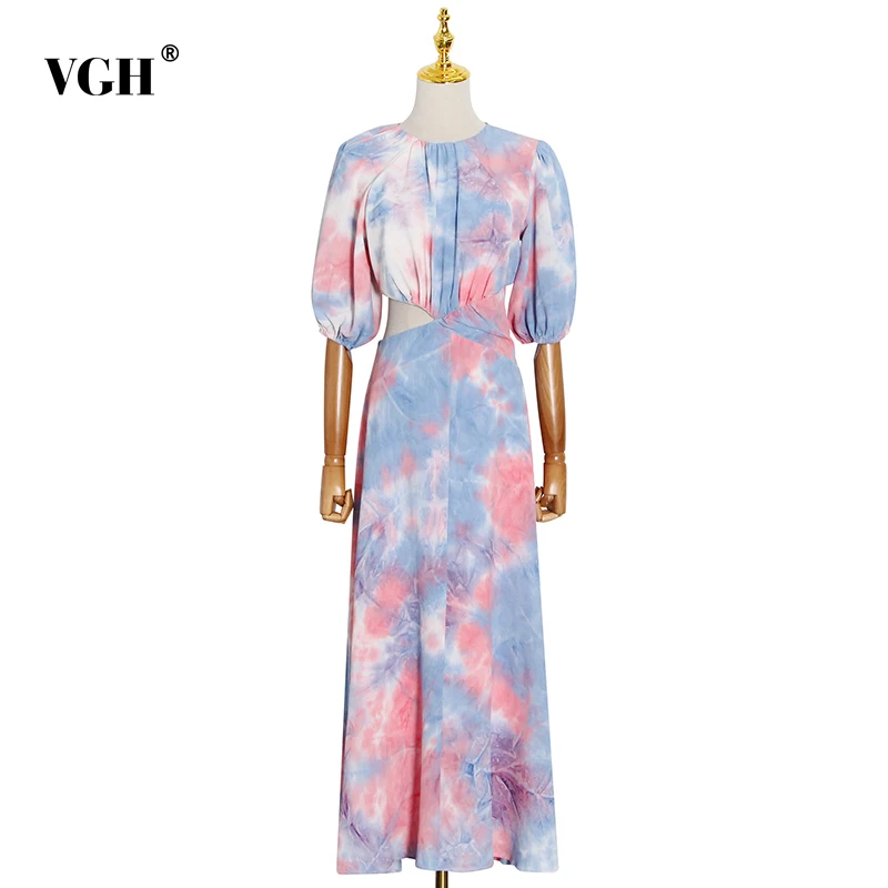 VGH Print Dress For Women O Neck Puff Half Sleeve High Waist Ruched Hit Color Hollow Out A Line Dresses Female 2021 Autumn Tide
VGH Print Dress For Women O Neck Puff Half Sleeve High Waist Ruched Hit Color Hollow Out A Line Dresses Female 2021 Autumn Tide