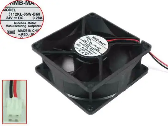 NMB-MAT 3112KL-05W-B60 E00 DC 24V 0.28A 80x80x32mm Server Cooling Fan