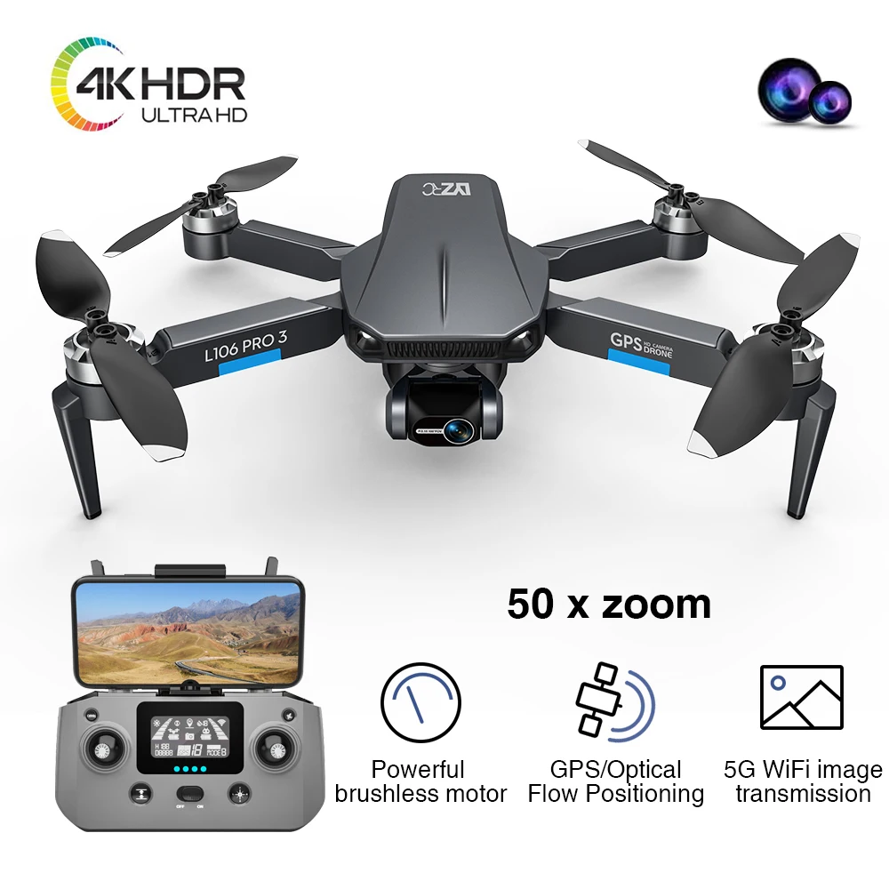

L106 Pro3 3-Axis Gimbal Camera Drone 4K Self Stabilization GPS Professional 1.2Km 5G FPV 25mins Brushless Quadcopter Pro 3 Drone