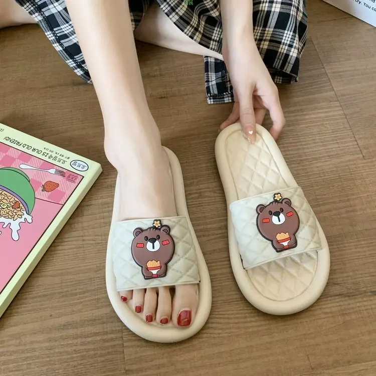 

2021 Summer New Slippers PVC Chemical Fiber 2021summer Low Heel Flat slippers women