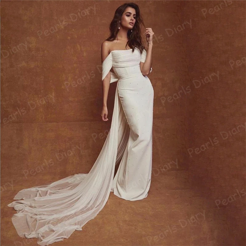 2021 White Pearls Evening Dresses With Long Train Dubai Muslim Prom Dresses Formal Party Dress Arabic Second Reception Gowns
2021 White Pearls Evening Dresses With Long Train Dubai Muslim Prom Dresses Formal Party Dress Arabic Second Reception Gowns