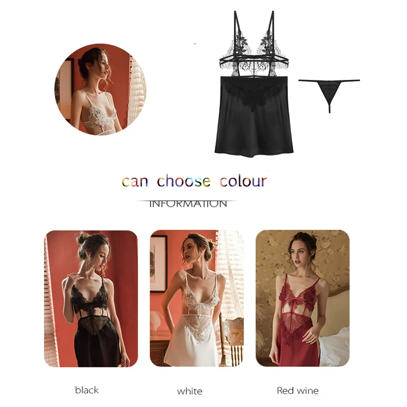 Eyelashes Lace Side Slit Nightdress Sexy Ladies Pajamas Suit Home Clothes Perspective Suspender Skirt Women's Erotic Lingerie
Eyelashes Lace Side Slit Nightdress Sexy Ladies Pajamas Suit Home Clothes Perspective Suspender Skirt Women's Erotic Lingerie