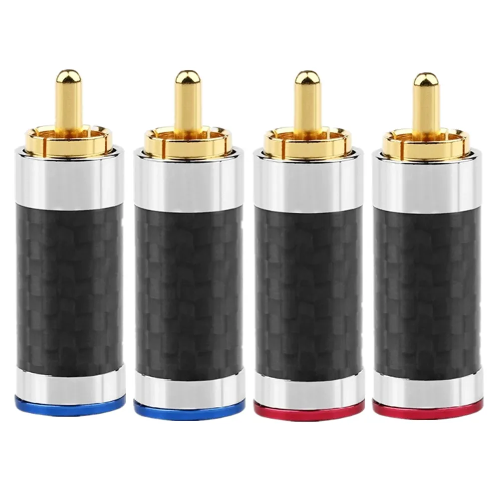 Hi-Fi RCA разъемы Мужской углеродного волокна позолота Медь адаптер для сращивания