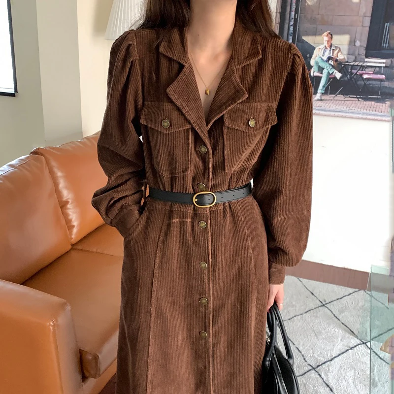 Pinkou Women Chic Corduroy Dress Bow Tie Belt Long Sleeve Thick Autumn Winter Office Wear Retro Dresses Vestido Midi QA528
Pinkou Women Chic Corduroy Dress Bow Tie Belt Long Sleeve Thick Autumn Winter Office Wear Retro Dresses Vestido Midi QA528