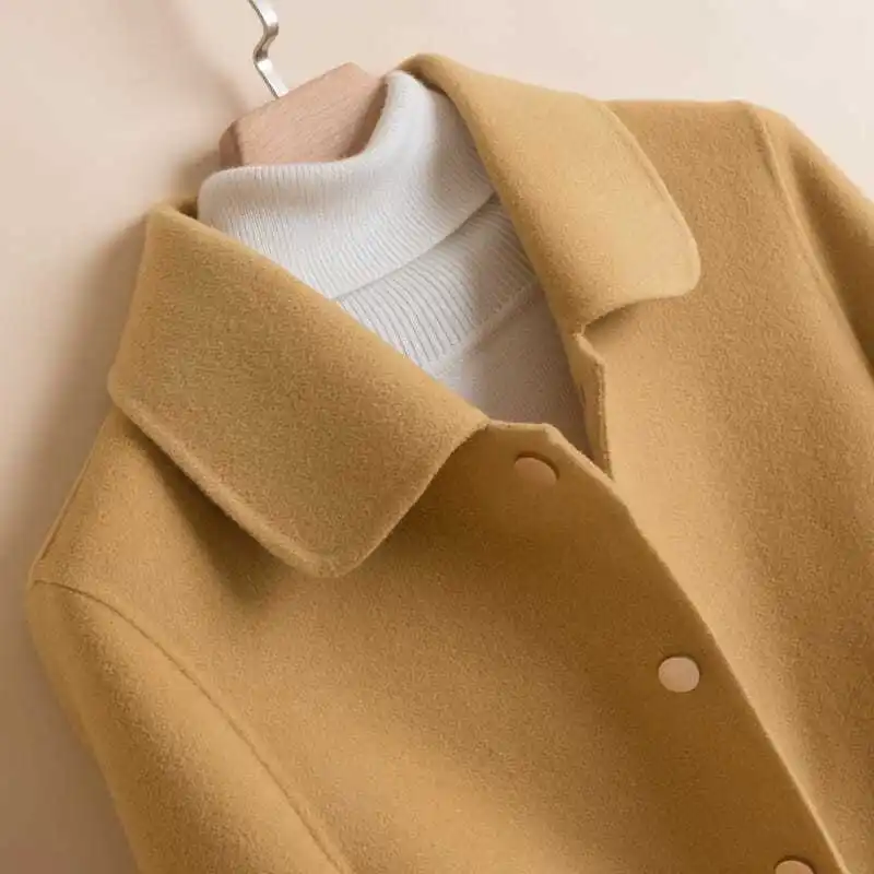 Elegant Solid Double Faced Faux Cashmere Woolen Coats For Women New Autumn Casual Lapel Slim Big Pocket Thin Wool Jackets Female
Elegant Solid Double Faced Faux Cashmere Woolen Coats For Women New Autumn Casual Lapel Slim Big Pocket Thin Wool Jackets Female