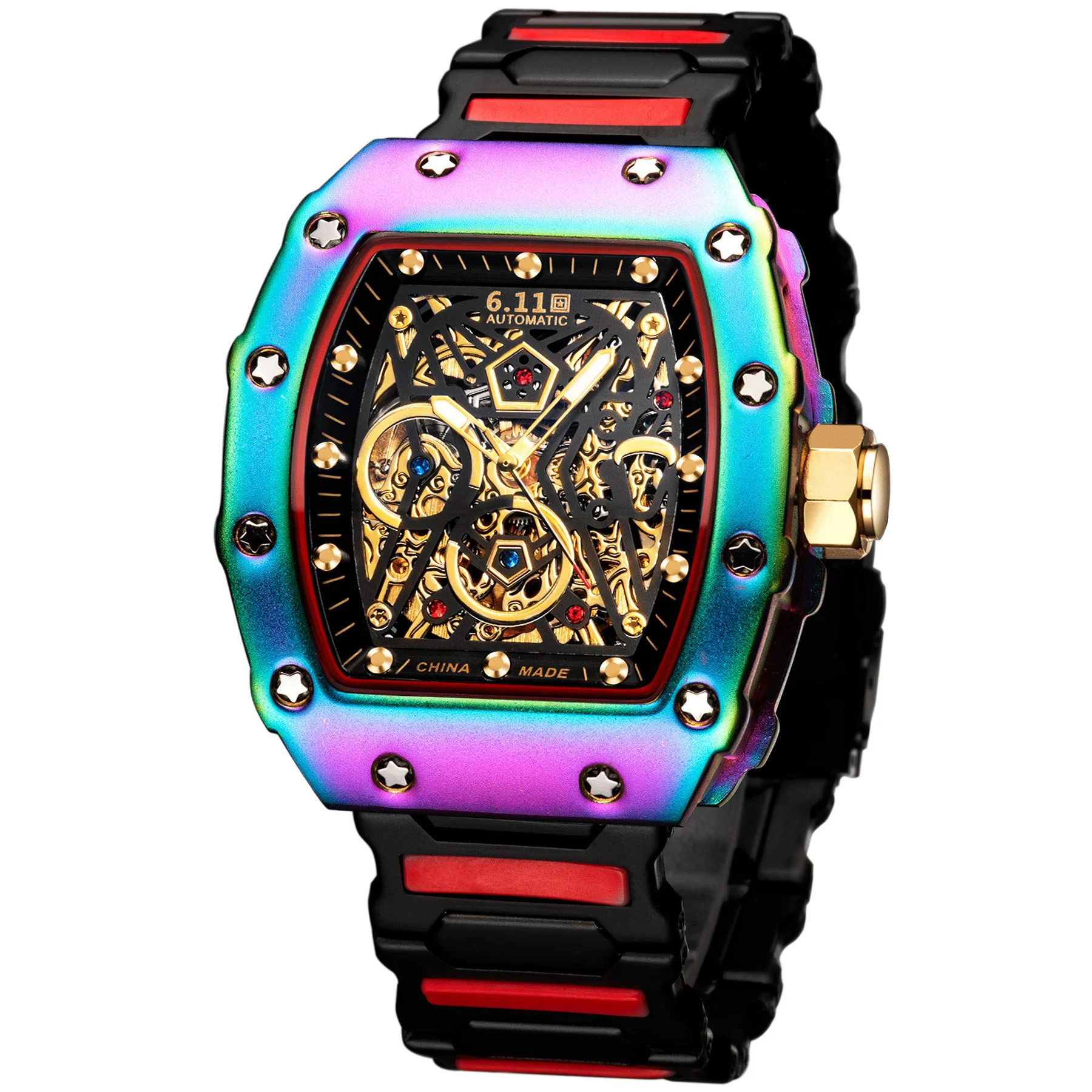 Men's watch 2021 new transparent bottom silicone automatic mechanical watch waterproof watch wine barrel fashion sports watch
Men's watch 2021 new transparent bottom silicone automatic mechanical watch waterproof watch wine barrel fashion sports watch