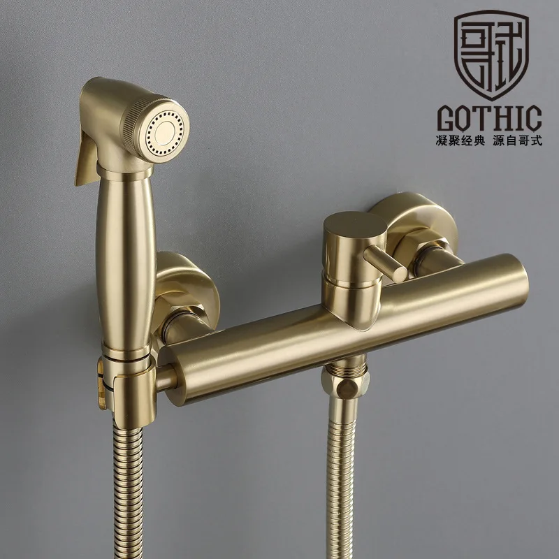 Brushed Gold Bidet Faucet Brass Shower Tap Washer Mixer Cold And Hot Water Mixer Crane Shower Sprayer Head Tap Toilet Faucets
Brushed Gold Bidet Faucet Brass Shower Tap Washer Mixer Cold And Hot Water Mixer Crane Shower Sprayer Head Tap Toilet Faucets