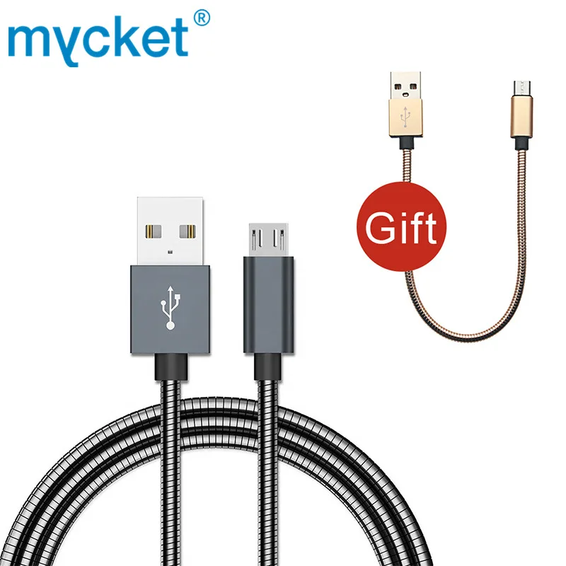 MYCKET новый дизайн металлический пружинный кабель Micro USB для Samsung Xiaomi Huawei телефона