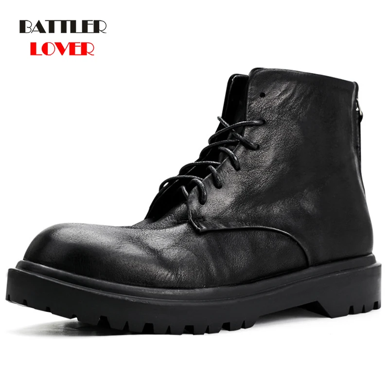 Autumn Winter British Velvet Warm Cowhide Boots For Men Motorcycle Riding Shoes Male Casual High Top Genuine Leather Biker Boots
Autumn Winter British Velvet Warm Cowhide Boots For Men Motorcycle Riding Shoes Male Casual High Top Genuine Leather Biker Boots