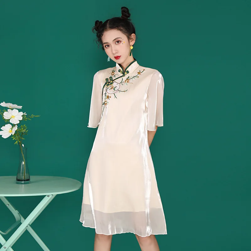 Traditional Embroidery Chinese Style Hanfu Qipao Dress Women Fashion Retro Slim Cheongsam Stage Evening Party Vintage Dresses
Traditional Embroidery Chinese Style Hanfu Qipao Dress Women Fashion Retro Slim Cheongsam Stage Evening Party Vintage Dresses