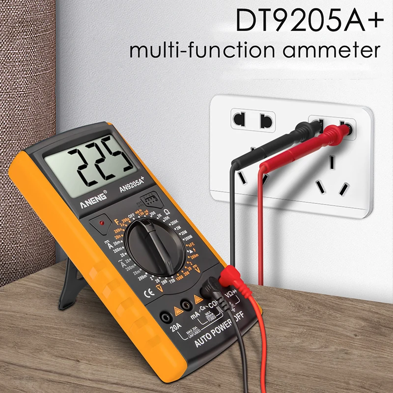 DT9205A+ Digital Multimeter AC/DC Profesional Transistor Tester Electrical Multimetro NCV Test Meter Auto Range Ture RMS
DT9205A+ Digital Multimeter AC/DC Profesional Transistor Tester Electrical Multimetro NCV Test Meter Auto Range Ture RMS