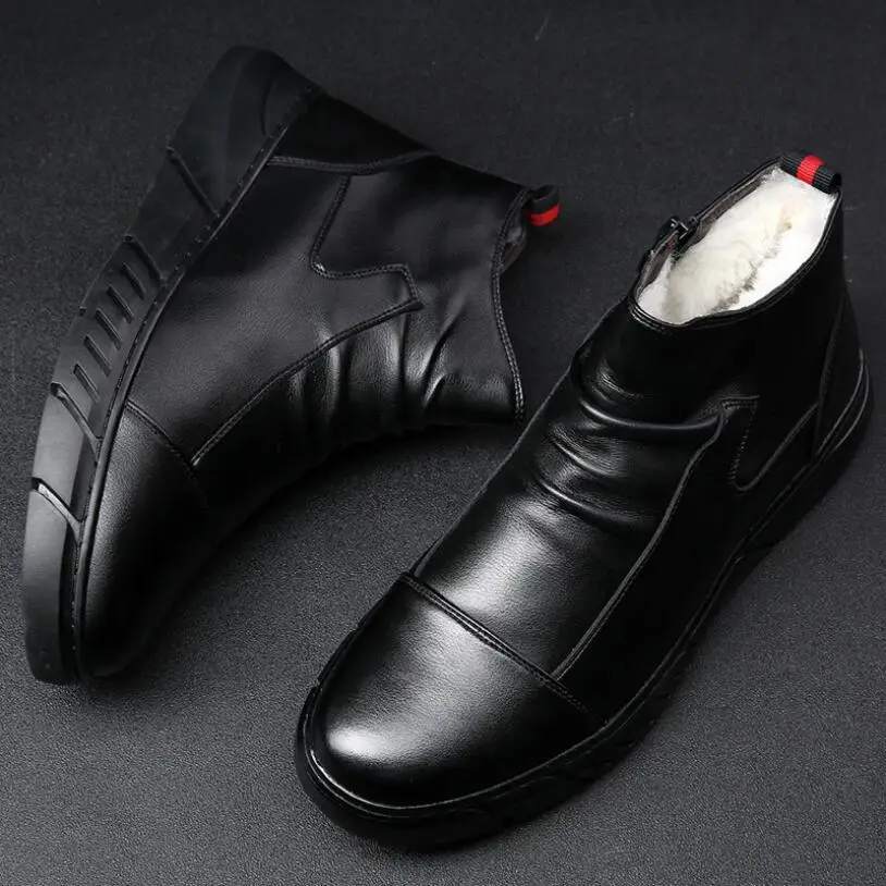 Мужские дизайнерские ботинки CS813 из натуральной кожи короткие зимние с меховой