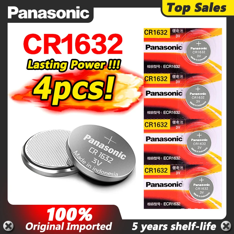 4 X оригинальный абсолютно новый аккумулятор для PANASONIC cr1632 3v кнопочные батарейки