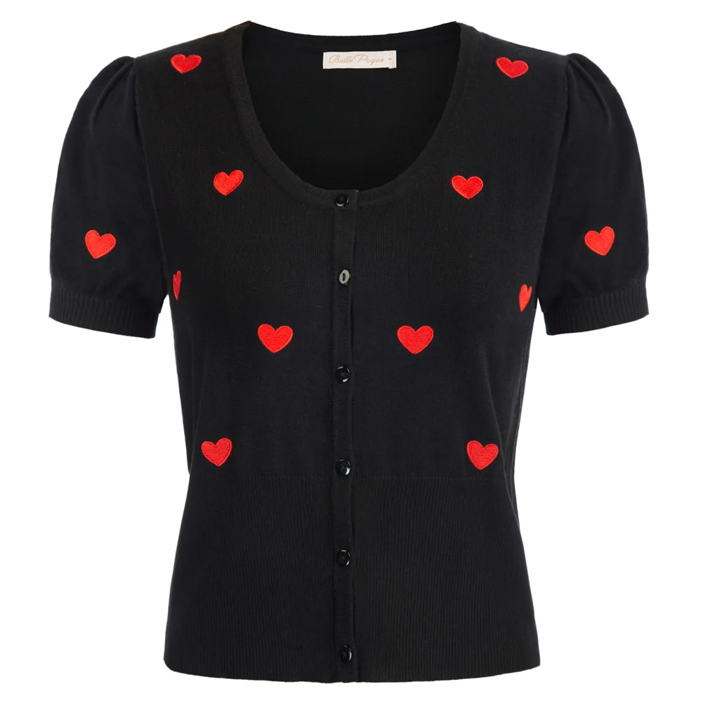 Belle-Poque Ladies Embroided Sweater Cardigan Tops Fashion Hart-Pattern Sweet Soft Ladies Short Sleeve U-Neck Cropped Knitwear
Belle-Poque Ladies Embroided Sweater Cardigan Tops Fashion Hart-Pattern Sweet Soft Ladies Short Sleeve U-Neck Cropped Knitwear