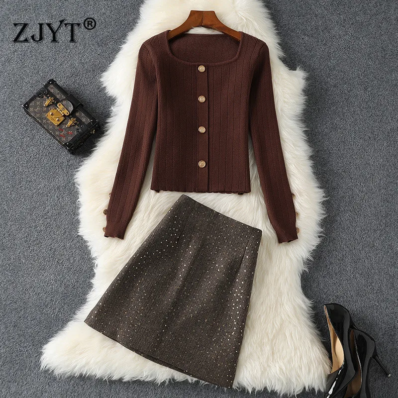 Autumn Winter Fashion Women's Knitted Suit Elegant Woolen Skirt 2 Pieces Dress Sets Female Long Sleeve Cardigans Sweater Outfits
Autumn Winter Fashion Women's Knitted Suit Elegant Woolen Skirt 2 Pieces Dress Sets Female Long Sleeve Cardigans Sweater Outfits