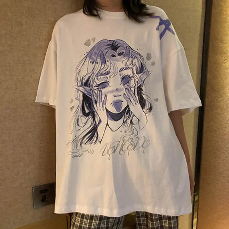 Women Oversize T Shirt White Cartoon Female Kawaii Tops Tee Short Sleeve Fashion Summer Funny T-Shirt For Girl Hip Hop Clothes
Women Oversize T Shirt White Cartoon Female Kawaii Tops Tee Short Sleeve Fashion Summer Funny T-Shirt For Girl Hip Hop Clothes