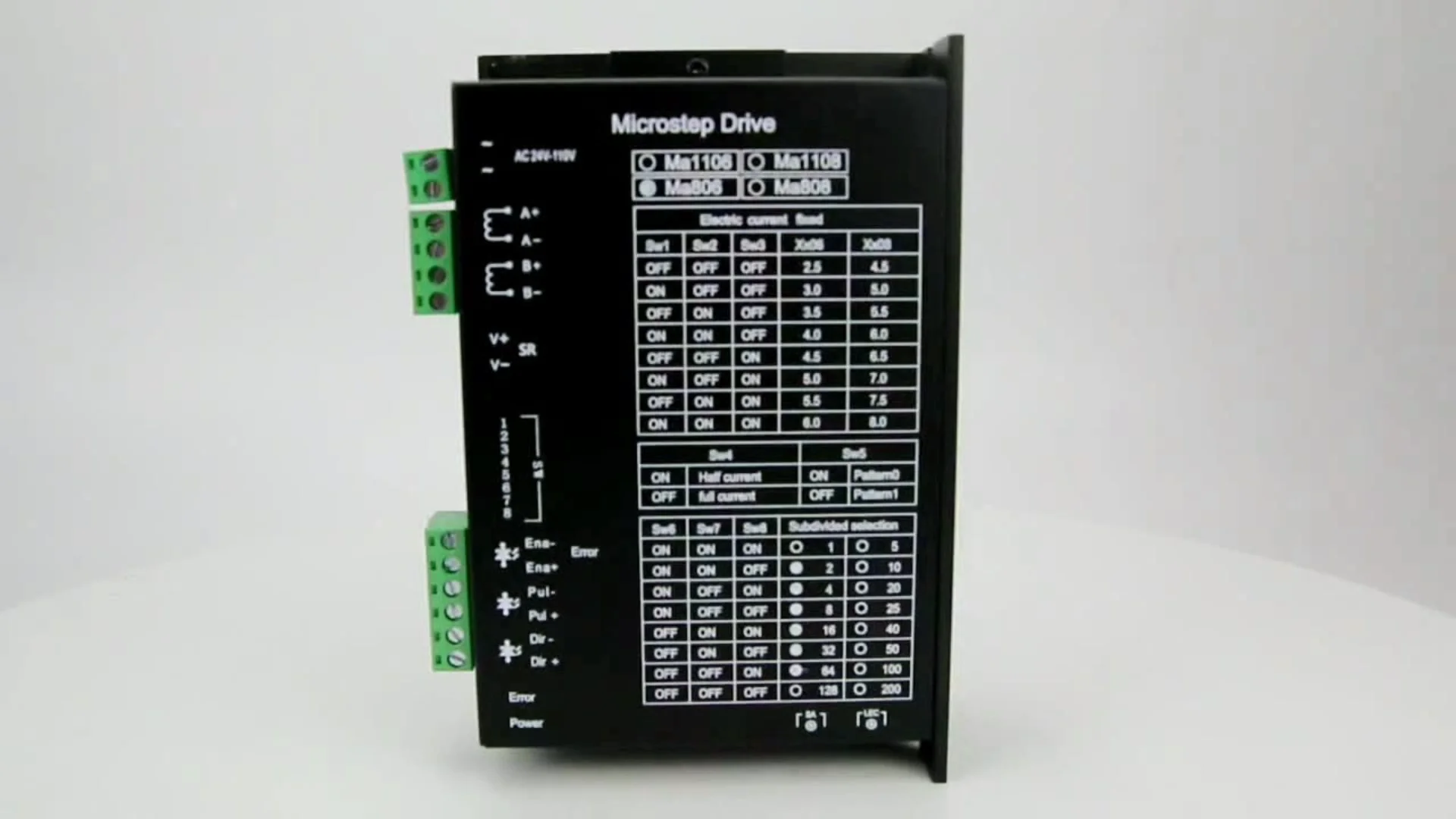 MA806 Microstep Driver Stepper Motor Controller for 57 86 Series CNC Engraving Machine
MA806 Microstep Driver Stepper Motor Controller for 57 86 Series CNC Engraving Machine