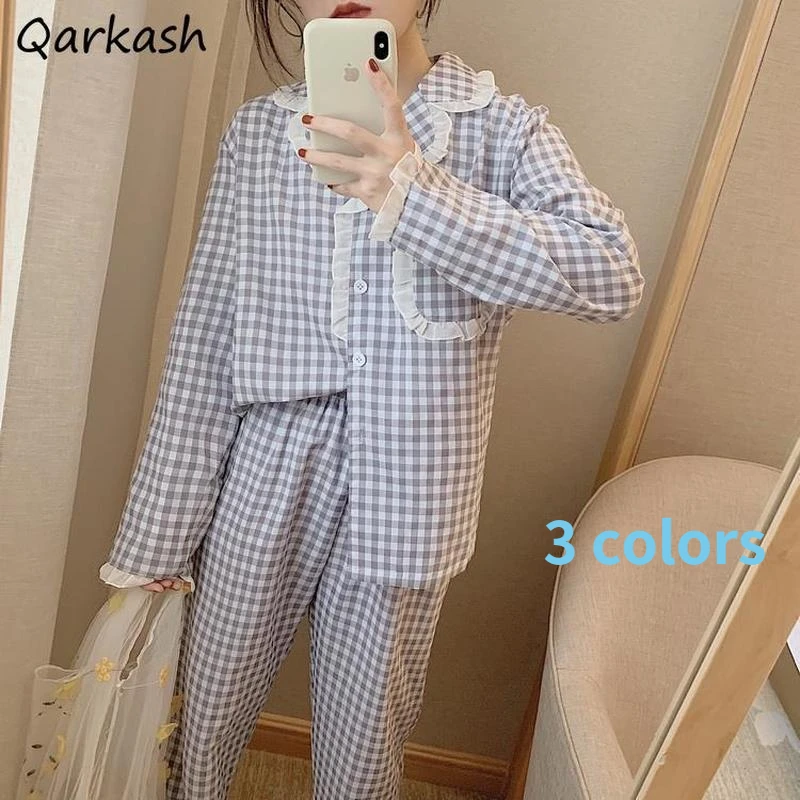 Pajama Sets Women Long Sleeve Spring Plaid Simple Japan Style Cozy Sweet Ladies Homewear Leisure 3 Colors Popular Lounge Chic
Pajama Sets Women Long Sleeve Spring Plaid Simple Japan Style Cozy Sweet Ladies Homewear Leisure 3 Colors Popular Lounge Chic