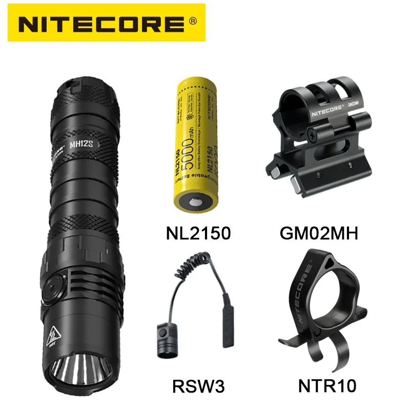 

Nitecore MH12S Powerful LED Flashlight Luminus SST40 1800LM Rechargeable Torch Lighter by 21700 Battery for Self Defense,camping