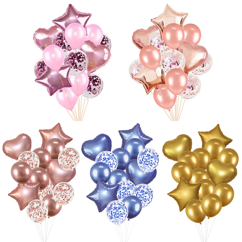 14pcs/set Rose Gold Confetti Latex Balloons Set Star Heart Foil Baloon Birthday Party Decorations Kids Wedding Ballon Supplies
14pcs/set Rose Gold Confetti Latex Balloons Set Star Heart Foil Baloon Birthday Party Decorations Kids Wedding Ballon Supplies
