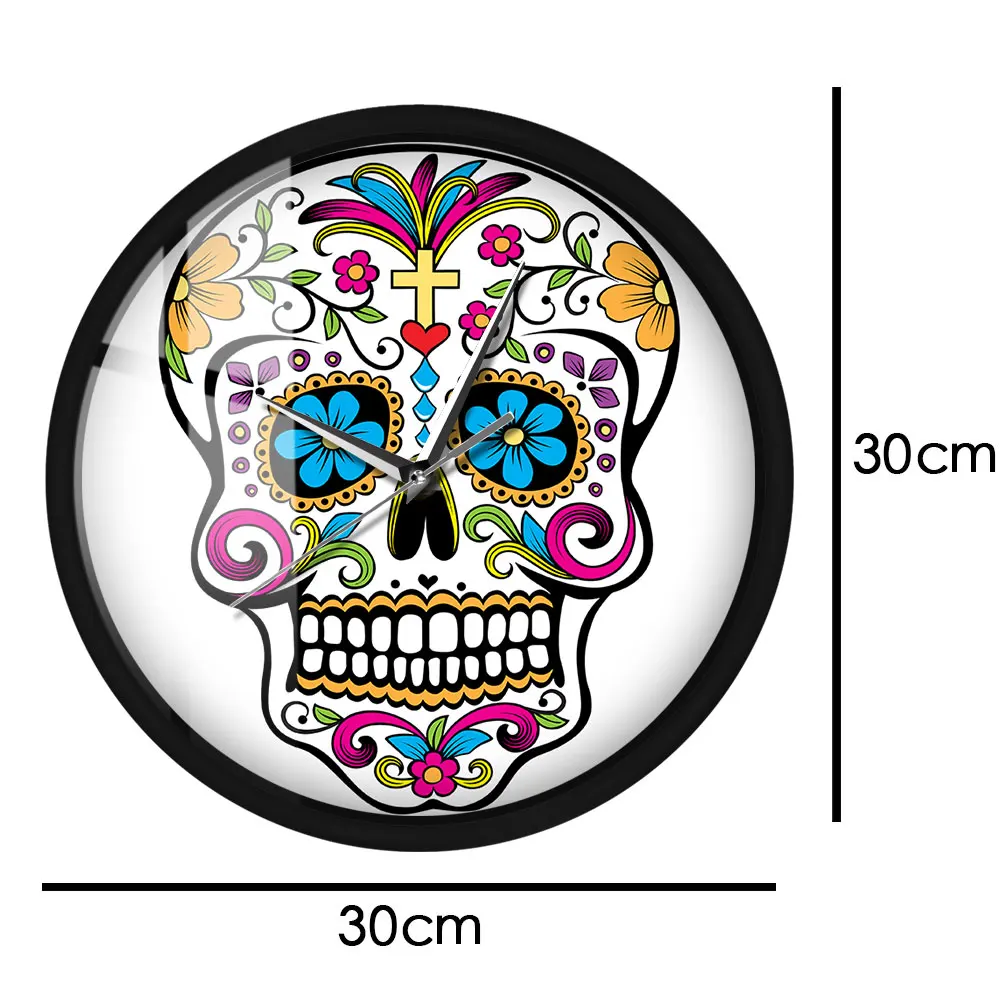 Мексиканские конфеты сахар Череп голова Звуковое управление настенные часы