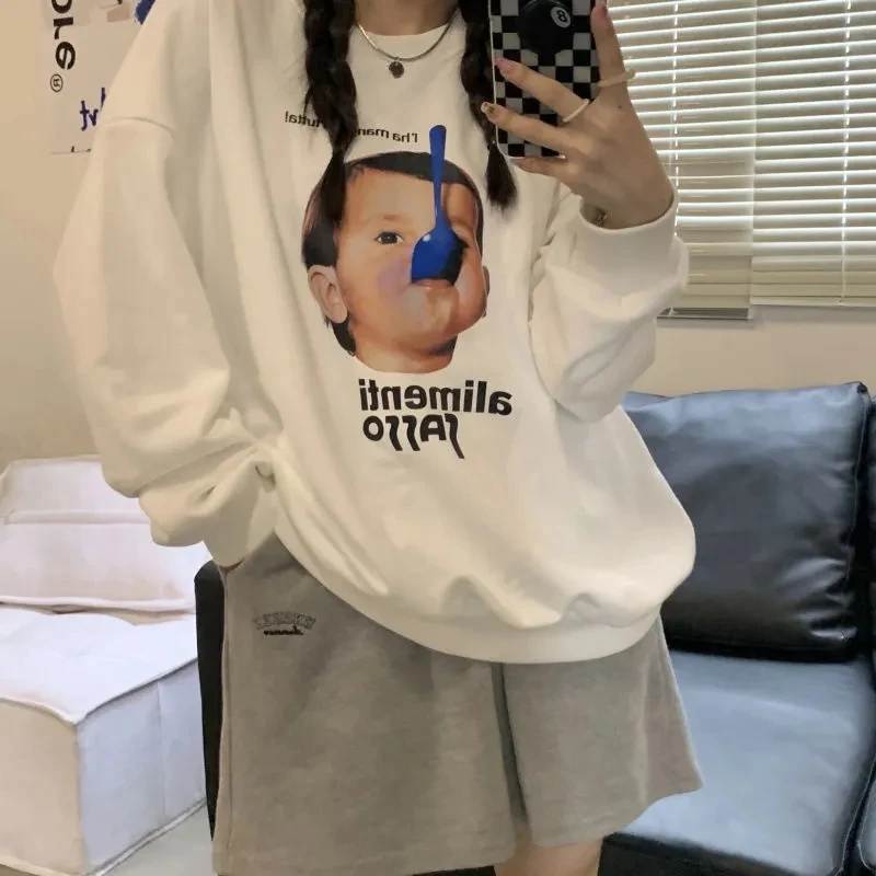 2021 Streetwear grey White Vintage cute Printed High Quality Crewneck Sweatshirt Women Oversized Winter Clothes Tops Casual
2021 Streetwear grey White Vintage cute Printed High Quality Crewneck Sweatshirt Women Oversized Winter Clothes Tops Casual