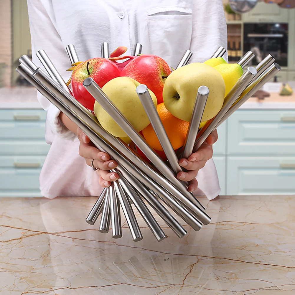 Storage Fold Fruit Bowl Basket Household Kitchen Accessories Rotate Strainer Fashion Plate Tray Stainless Steel Platters
Storage Fold Fruit Bowl Basket Household Kitchen Accessories Rotate Strainer Fashion Plate Tray Stainless Steel Platters