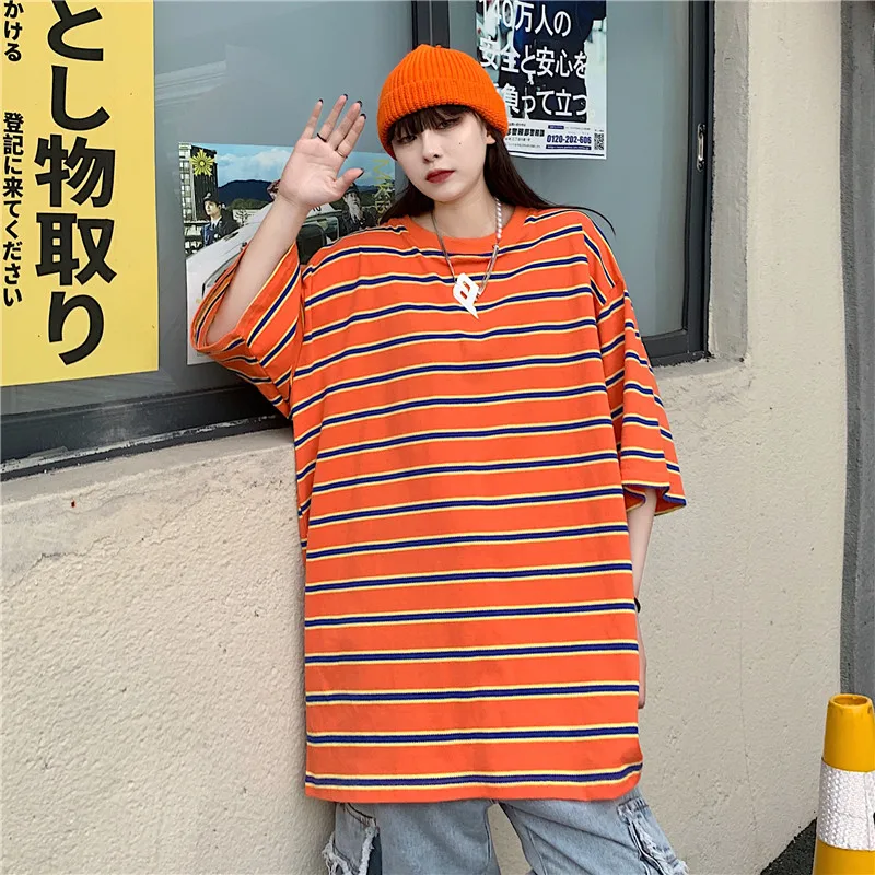 O-neck Casual Women Clothing Tees Summer Harajuku Striped Short Sleeve Woman Tshirts Korean Fashion Clothing Ladies Tops Loose
O-neck Casual Women Clothing Tees Summer Harajuku Striped Short Sleeve Woman Tshirts Korean Fashion Clothing Ladies Tops Loose