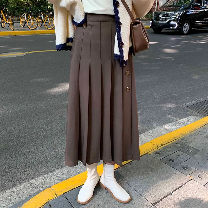 3 colors 2021 autumn Female long Skirts Women korean style High Waist long pleated Skirt button a line midi skirt womens
3 colors 2021 autumn Female long Skirts Women korean style High Waist long pleated Skirt button a line midi skirt womens