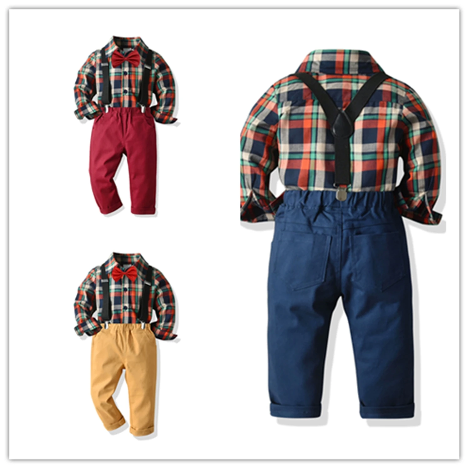 BY 4 Pcs Kids Boys Plaid Outfits Long Sleeve Lapel Shirt Solid Color Pocket Trousers with Bow Tie Suspender Christmas Boys Suit
BY 4 Pcs Kids Boys Plaid Outfits Long Sleeve Lapel Shirt Solid Color Pocket Trousers with Bow Tie Suspender Christmas Boys Suit