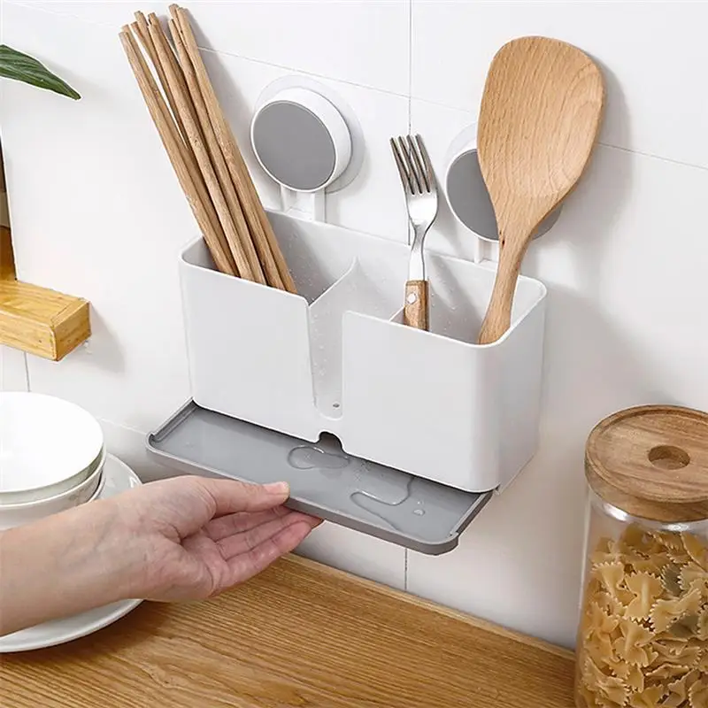 Wall-Mounted Drain Chopstick Basket Rack Multifunctional Plastic Drain Storage Box Containers Kitchen Organizer Supplies 
Wall-Mounted Drain Chopstick Basket Rack Multifunctional Plastic Drain Storage Box Containers Kitchen Organizer Supplies