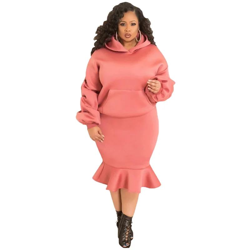 Fashion 5XL Two Piece Set Women Plus Size Clothes Solid Color Long Sleeve Pullover Top Bodycon Mermaid Skirt Suit Autumn Outfits
Fashion 5XL Two Piece Set Women Plus Size Clothes Solid Color Long Sleeve Pullover Top Bodycon Mermaid Skirt Suit Autumn Outfits