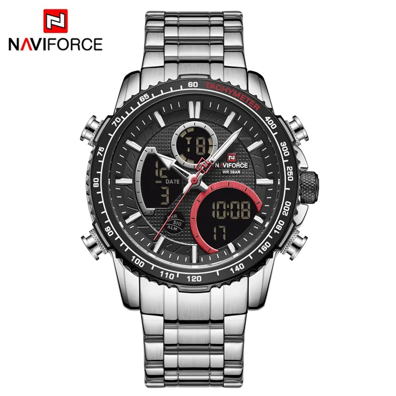 Часы наручные NAVIFORCE Мужские кварцевые, спортивные Водонепроницаемые светодиодные цифровые ударопрочные в стиле милитари, с большим циферб...
Часы наручные NAVIFORCE Мужские кварцевые, спортивные Водонепроницаемые светодиодные цифровые ударопрочные в стиле милитари, с большим циферб...
