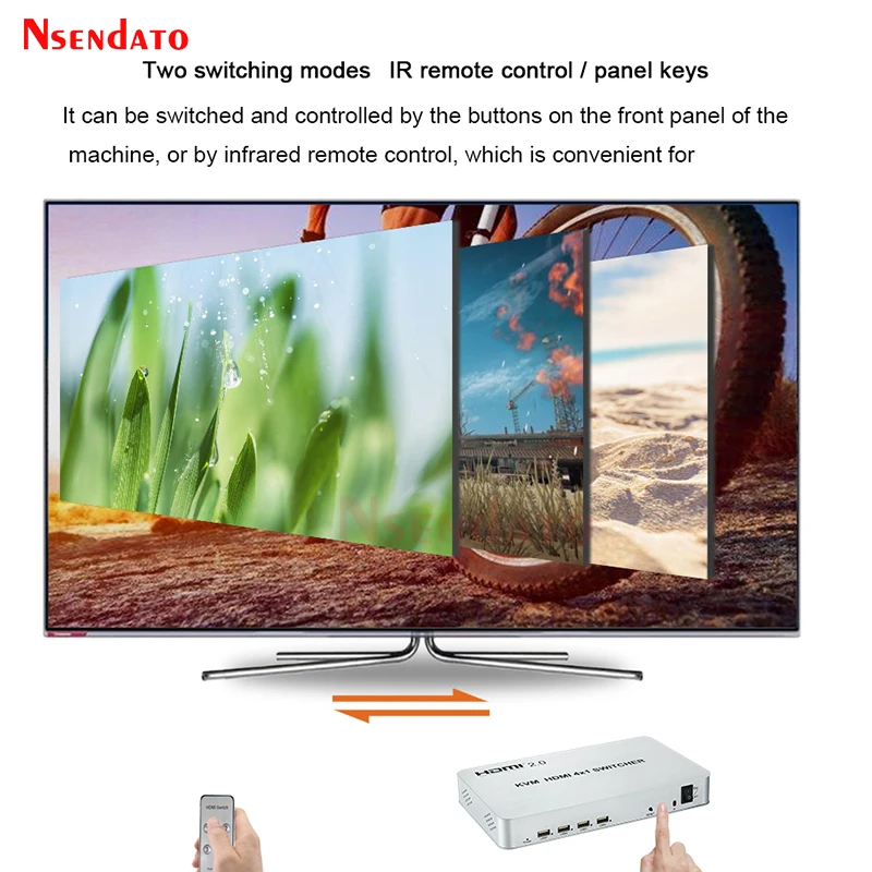 4K HDMI KVM Switch 4 Port USB Switcher 4x1 4k@60HZ box For Keyboard Mouse Printer PC To TV Monitor | Электроника