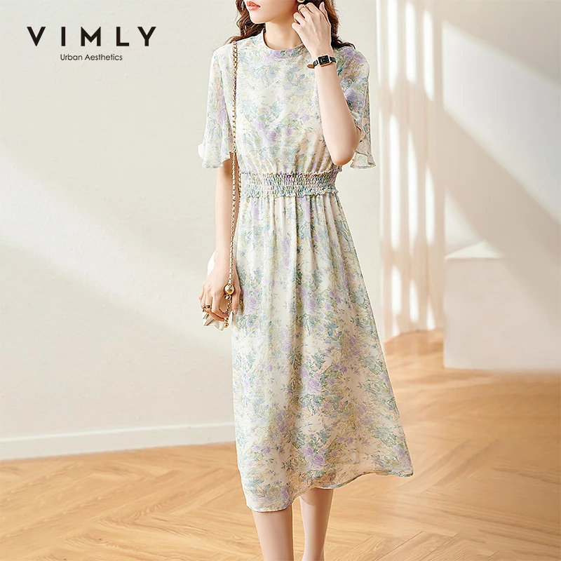 VIMLY Summer Women Dresses Elegant Floral Dress Office Lady Elastic Maxi Dresses Ruffles Chiffon Dresses Female Vestidos F7752
VIMLY Summer Women Dresses Elegant Floral Dress Office Lady Elastic Maxi Dresses Ruffles Chiffon Dresses Female Vestidos F7752