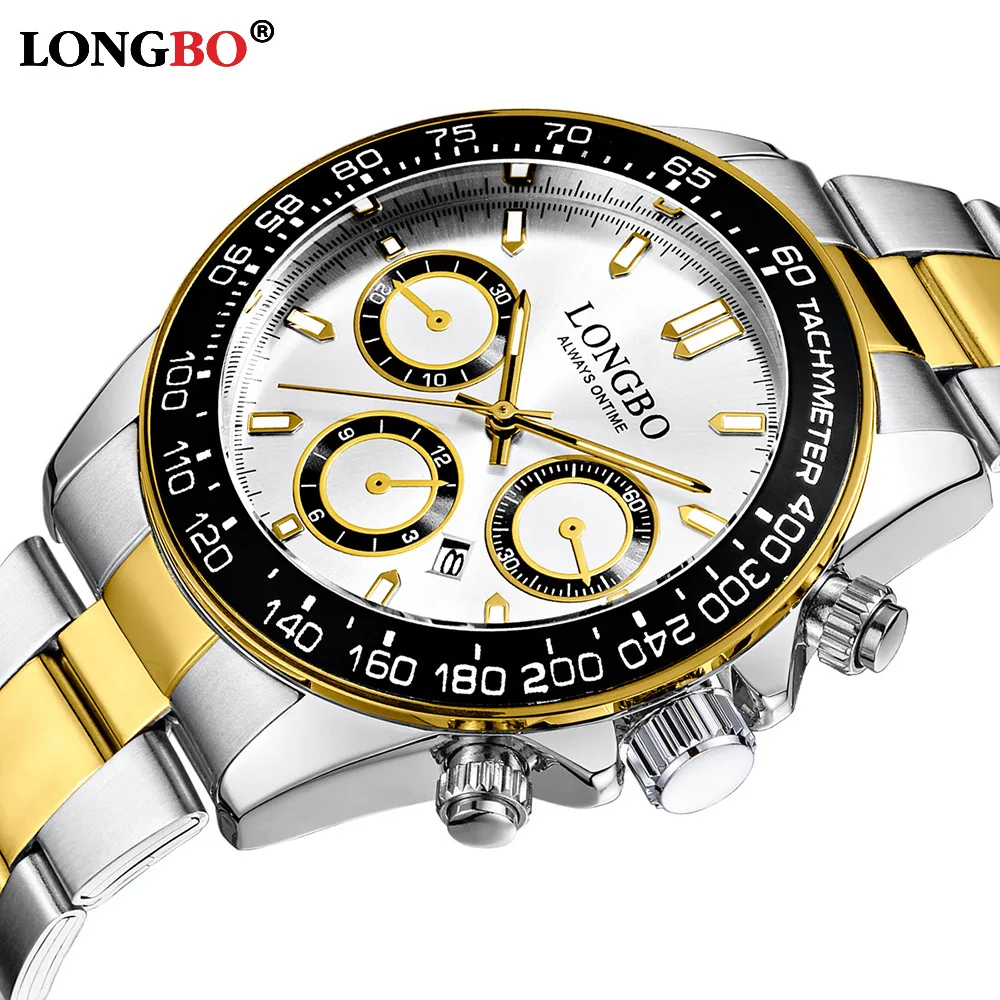 LONGBO mens watch creative large dial business quartz calendar night light steel band watch Multi function chronograph watch
LONGBO mens watch creative large dial business quartz calendar night light steel band watch Multi function chronograph watch