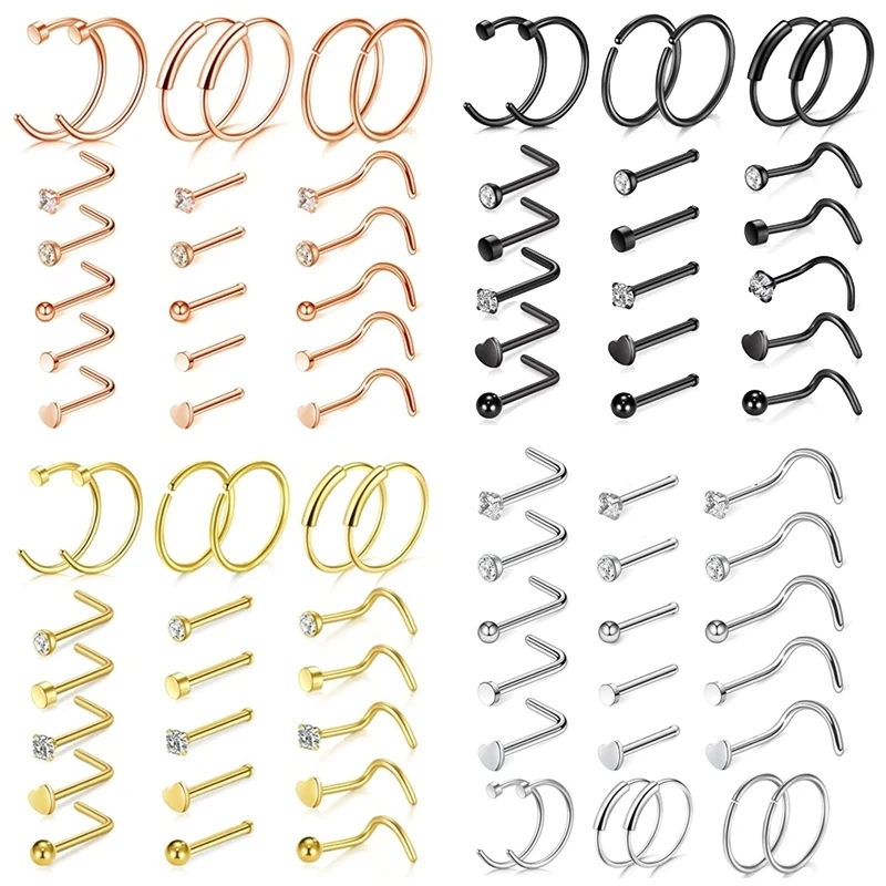 21Pcs/lot Nose Piercing Ring Nose Nails Piercing Crystal Nose Stud Pack 20G L Shape Nose Rings Set Heart Nostril Cruve L Shape
21Pcs/lot Nose Piercing Ring Nose Nails Piercing Crystal Nose Stud Pack 20G L Shape Nose Rings Set Heart Nostril Cruve L Shape