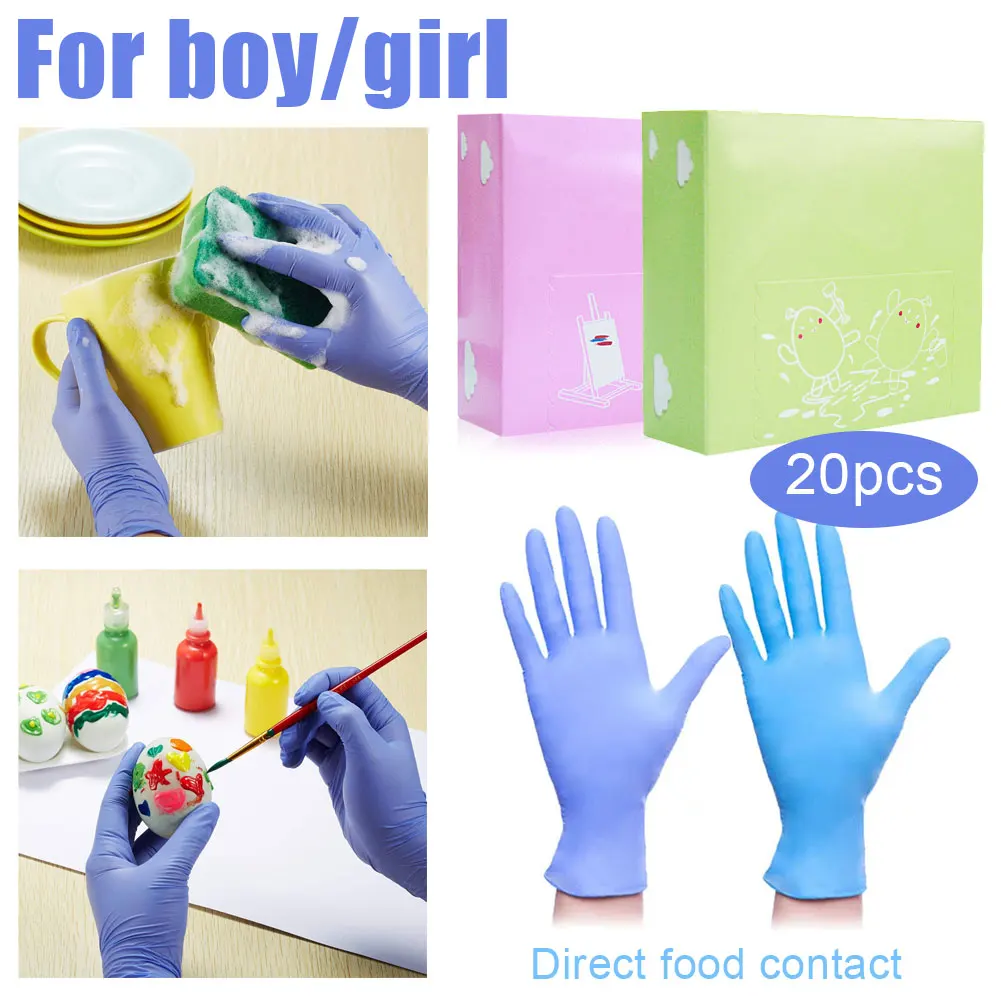 20PCS Children Disposable Nitrile Gloves Kindergarten Graffiti Painting Pinch Mud Kindergarten Girls/Boys Tight Short Gloves
20PCS Children Disposable Nitrile Gloves Kindergarten Graffiti Painting Pinch Mud Kindergarten Girls/Boys Tight Short Gloves