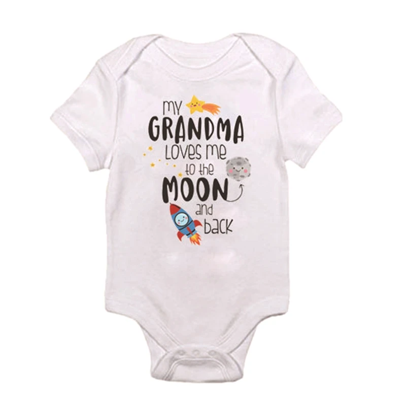 Unisex Kids Bodysuits 0-24Months Infant Outfits Grandma Loves Me To The Moon And Back Letters Print Summer Children Jumpsuits
Unisex Kids Bodysuits 0-24Months Infant Outfits Grandma Loves Me To The Moon And Back Letters Print Summer Children Jumpsuits