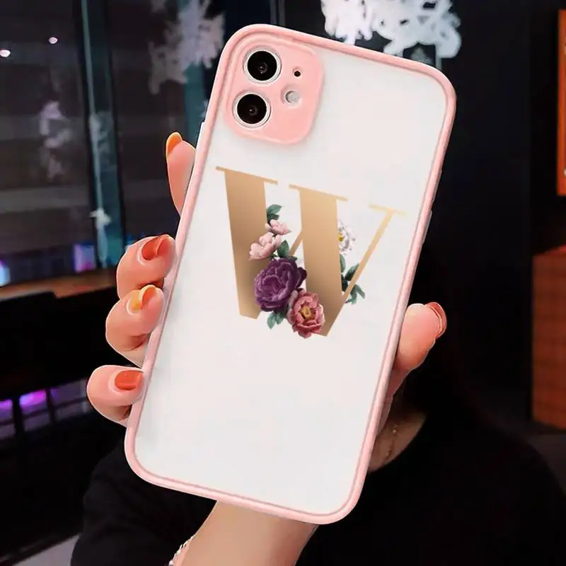 Phone Case For iPhone 12 11 Mini Pro XR XS Max 7 8 Plus X Flower 26 English Name Letters Matte transparent Pink Back Cover
Phone Case For iPhone 12 11 Mini Pro XR XS Max 7 8 Plus X Flower 26 English Name Letters Matte transparent Pink Back Cover