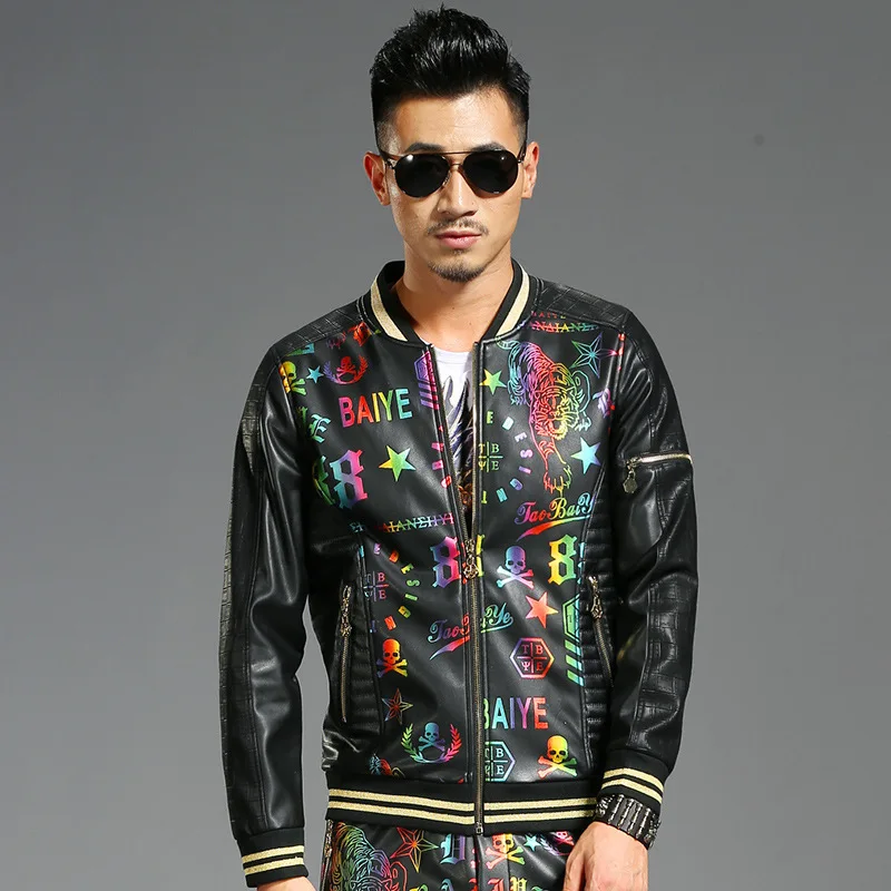 Colorful PU Leather Jacket Men Black High Street Spliced Streetwear Windbreaker Plus Size Slim Bomber Jacket Chaqueta Hombre
Colorful PU Leather Jacket Men Black High Street Spliced Streetwear Windbreaker Plus Size Slim Bomber Jacket Chaqueta Hombre
