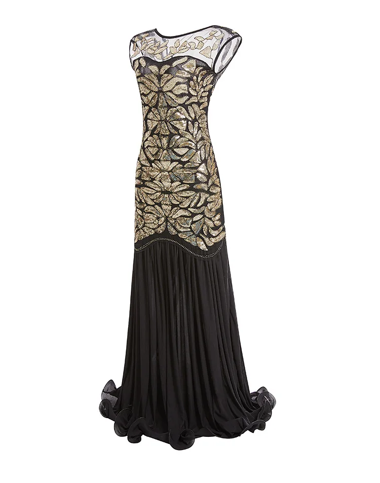 

New 1920s con cuentas lentejuelas Gatsby vestidos FLAPPER largo Vintage mujeres vestidos Maxi Formal vestido de fiesta Sexy