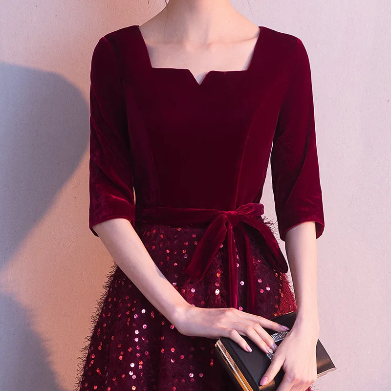 Burgundy A-Line Prom Dresses CR331 Square Collar Half Sleeve Vestido De Festa Shiny Sequin Party Gown Patchwork Elegant Dress
Burgundy A-Line Prom Dresses CR331 Square Collar Half Sleeve Vestido De Festa Shiny Sequin Party Gown Patchwork Elegant Dress