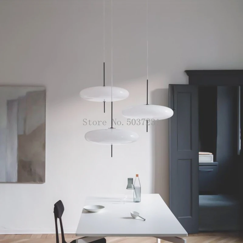 Nordic Danish UFO Pendant Lights Simple White Acrylic Hanging Lamp Designer Restaurant Creative Led Lighting Suspendu Home Decor | Лампы и