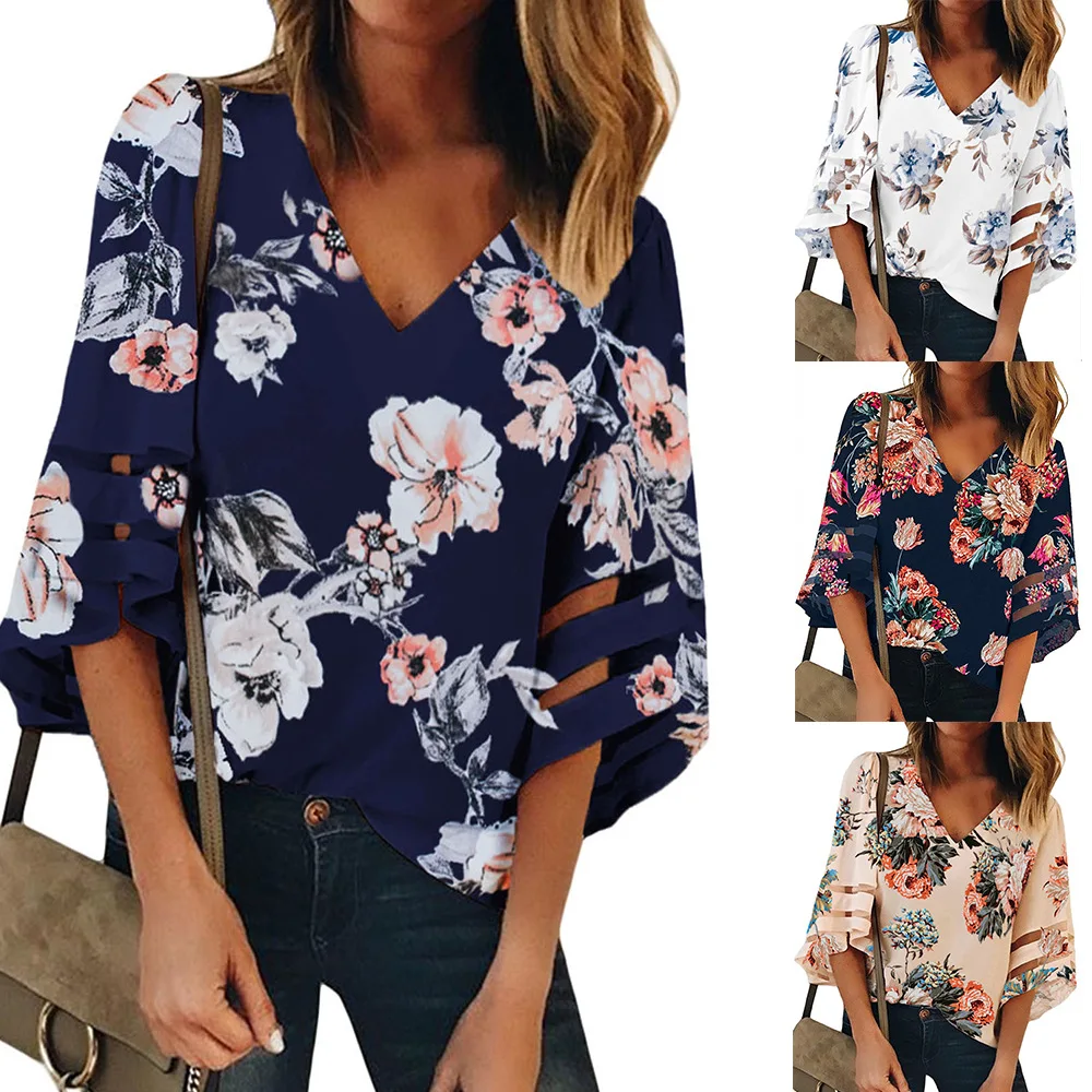 Flared Sleeve Floral Blouse Long Sleeve Tops Shirt Sexy V Neck Floral three quarter sleeve Casual Wearing
Flared Sleeve Floral Blouse Long Sleeve Tops Shirt Sexy V Neck Floral three quarter sleeve Casual Wearing